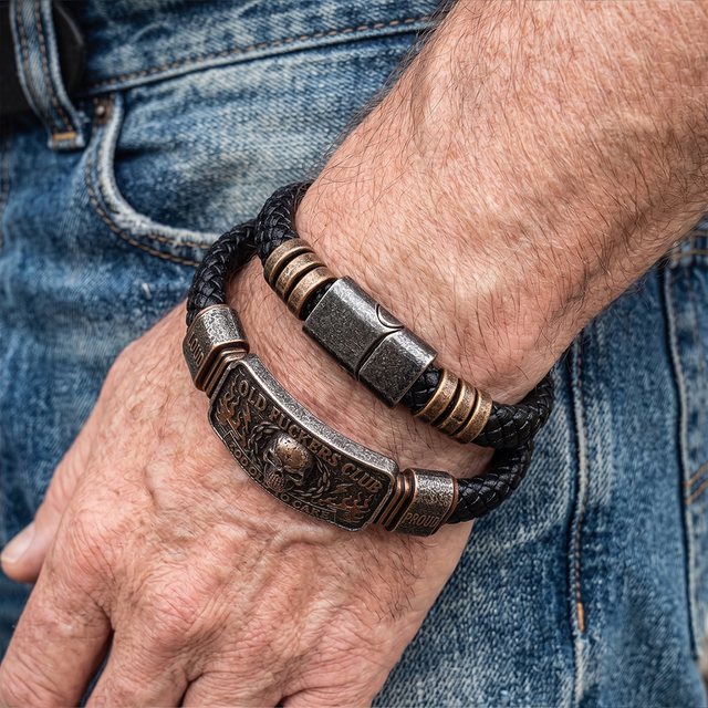 Close-up of Dave wearing the bracelet