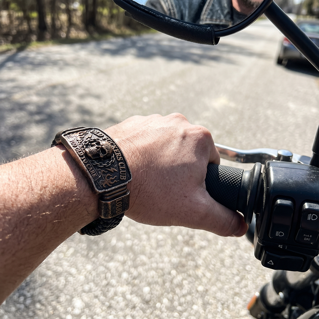 Gary wearing the bracelet while riding